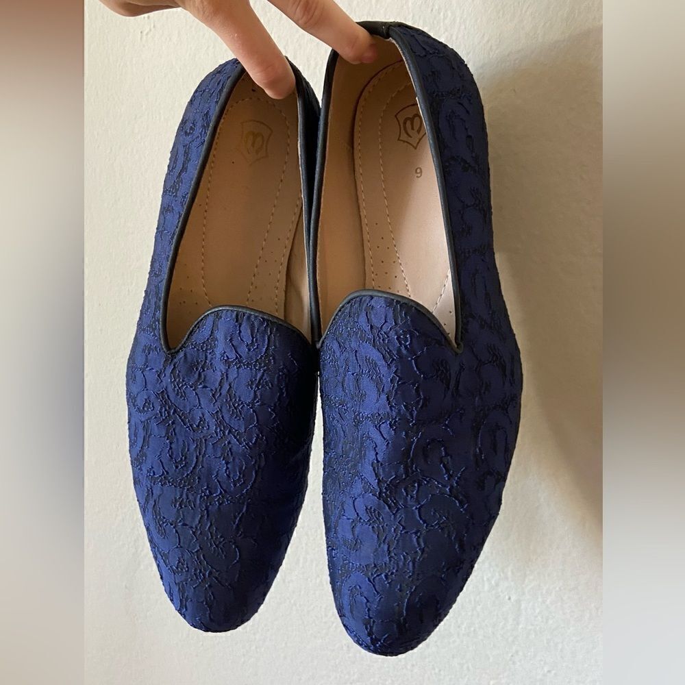 Royal Self Embroidered Blue Shode Loafer Style Juti Size 9 - Picture 5 of 11